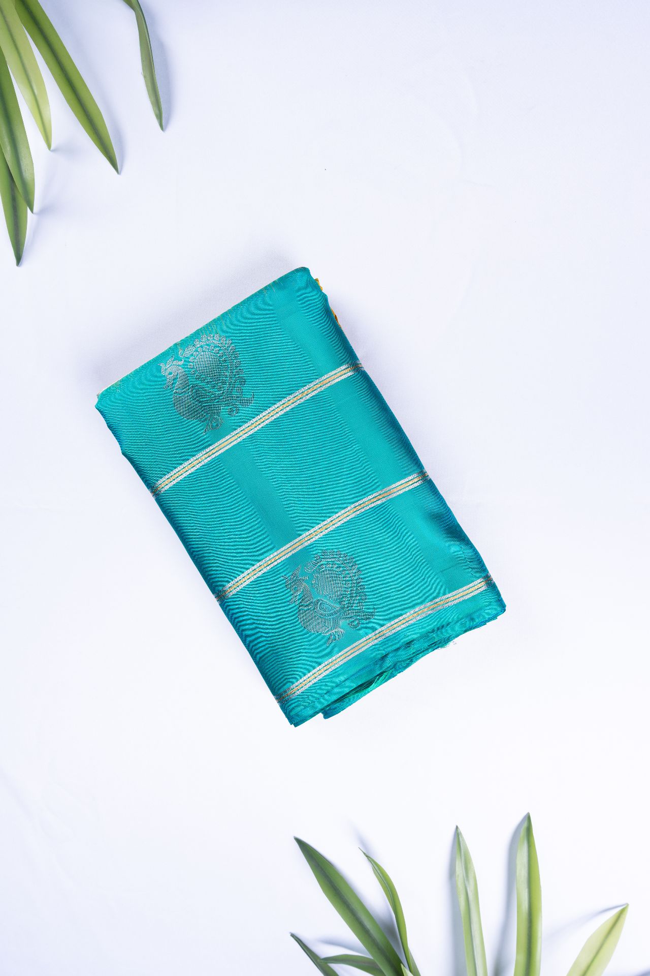 Teal Blue & Mustard Vintage Checked Kanjivaram Saree Pure silk sarees online in India | Pratyagra Silks